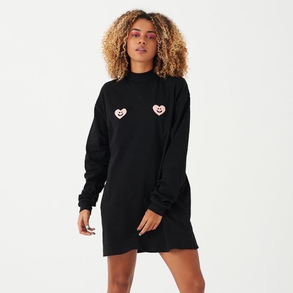 Rare Lazy Oaf Double Heart Long Sleeve Top/Dress